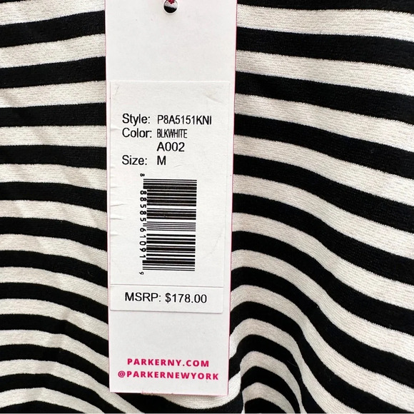 Parker Womens Shirt Size M Black White Nanette Stripes Blouse $178 - Picture 10 of 10